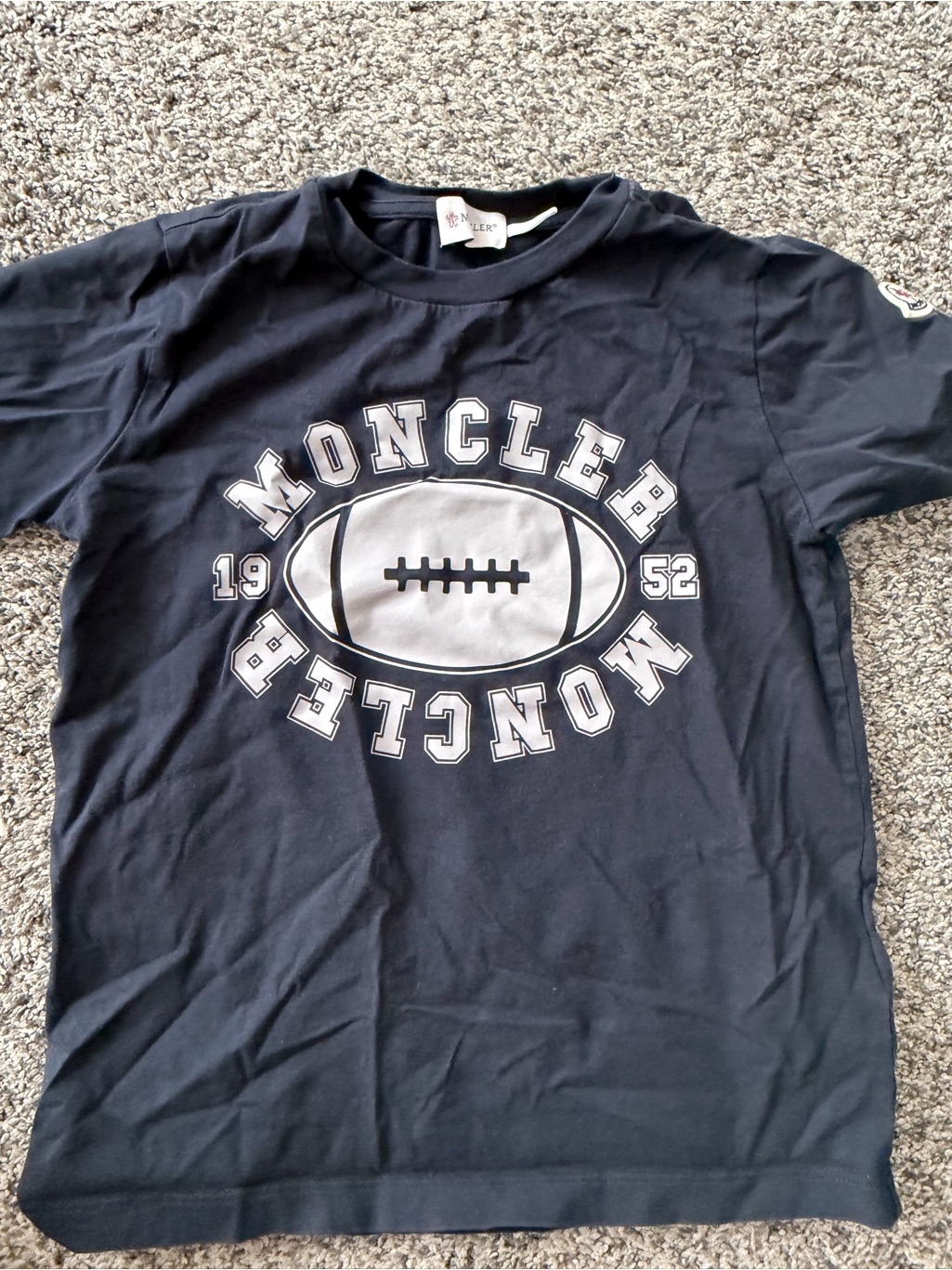 Moncler Navy Short-Sleeve Logo Football Graphic Tee